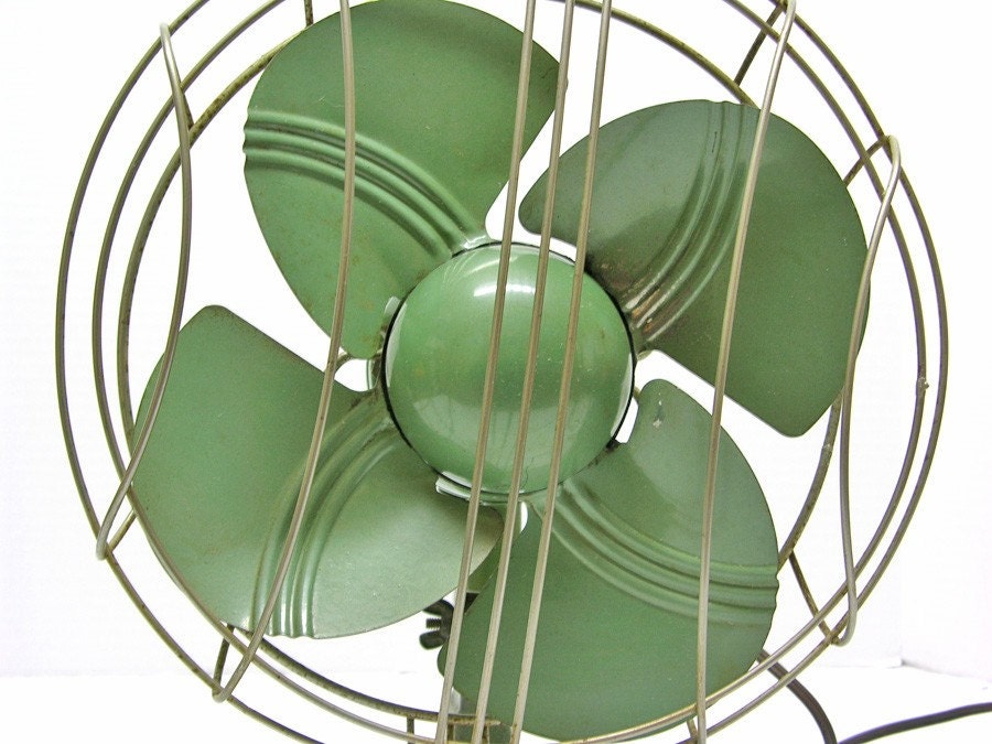 Vintage Shabby Chic Green Dominion Fan