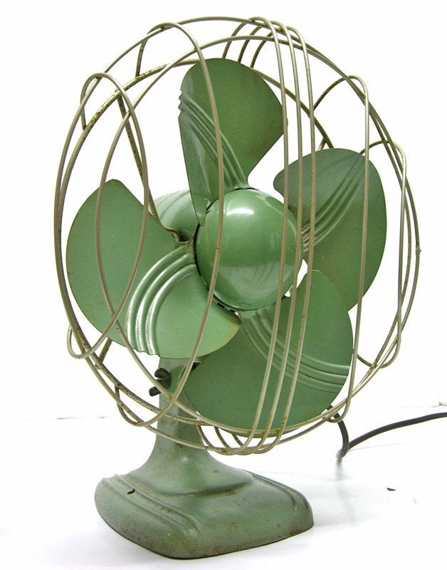 Vintage Shabby Chic Green Dominion Fan