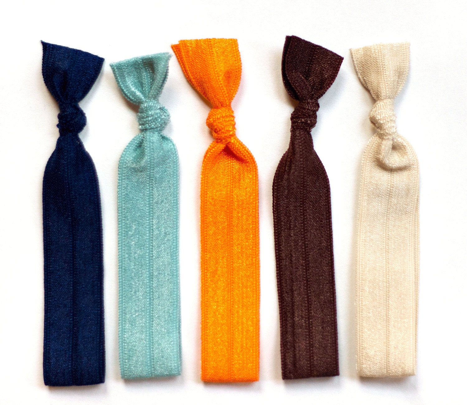 The Mid Century Package - 5 Elastic Solid Color Hair Ties that Double as Bracelets by Mane Message on Etsy - ManeMessage