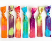 The Pool Party Tie Dye Hair Tie Package - 7 Elastic Tie Dye Hair Ties that Double as Bracelets by Mane Message on Etsy