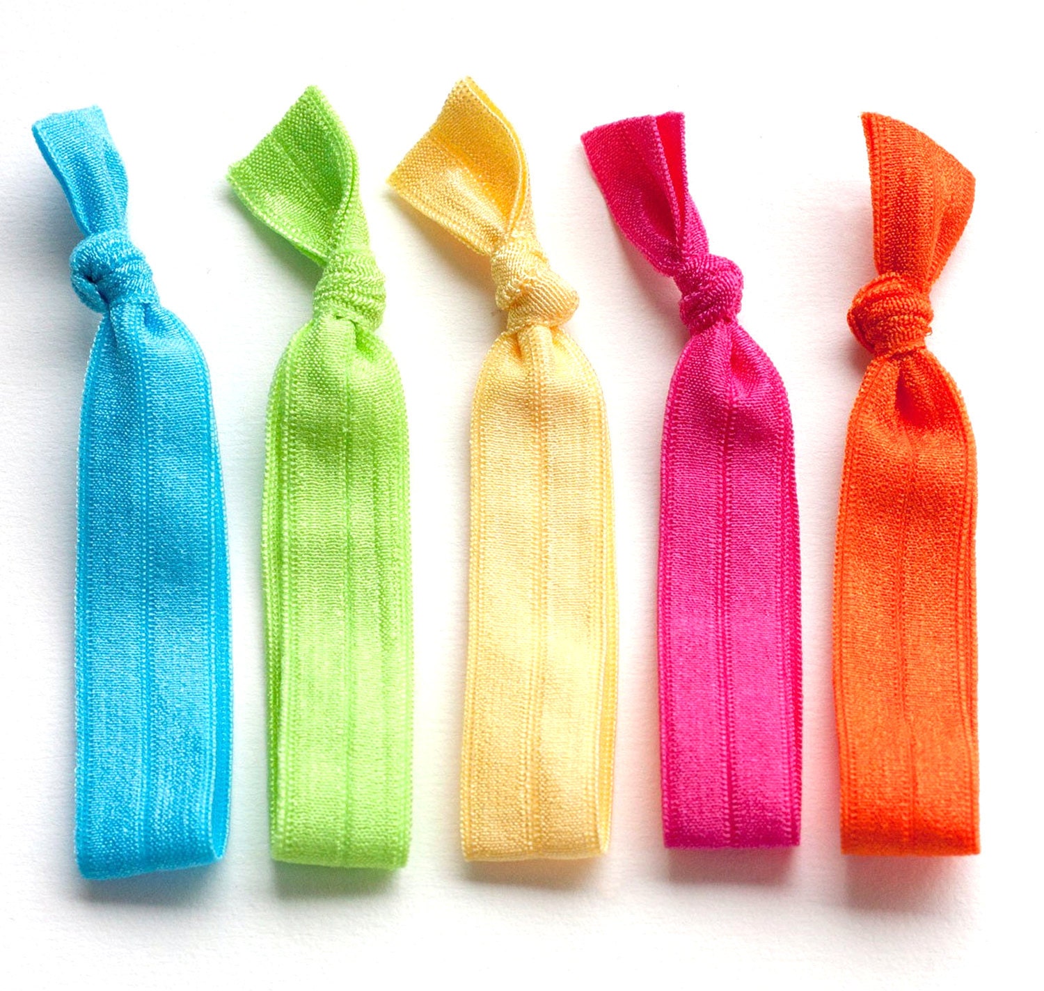 The Bright Package - 5 Elastic Solid Color Hair Ties that Double as Bracelets by Mane Message on Etsy