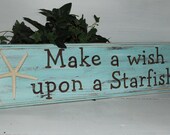 Starfish Make a Wish Sign Coastal Cottage Beach Decor Baby Nursery Decor