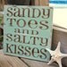 Beach Sign Sandy Toes Salty Kisses Coastal Beach House Nautical and Nursery Decor Sea Green