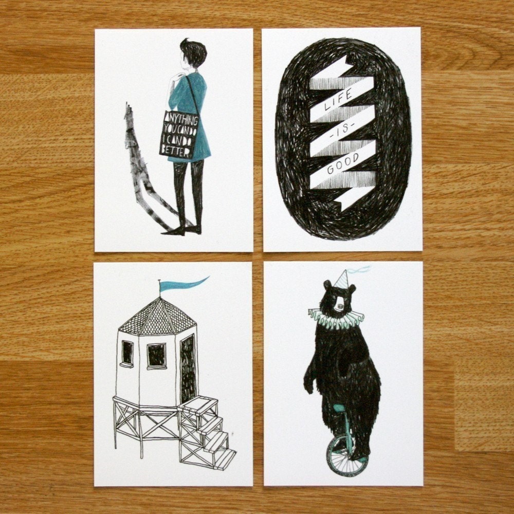 Black and Blue postcard set