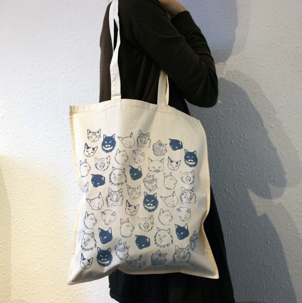 SALE: Cat Tote Bag - red
