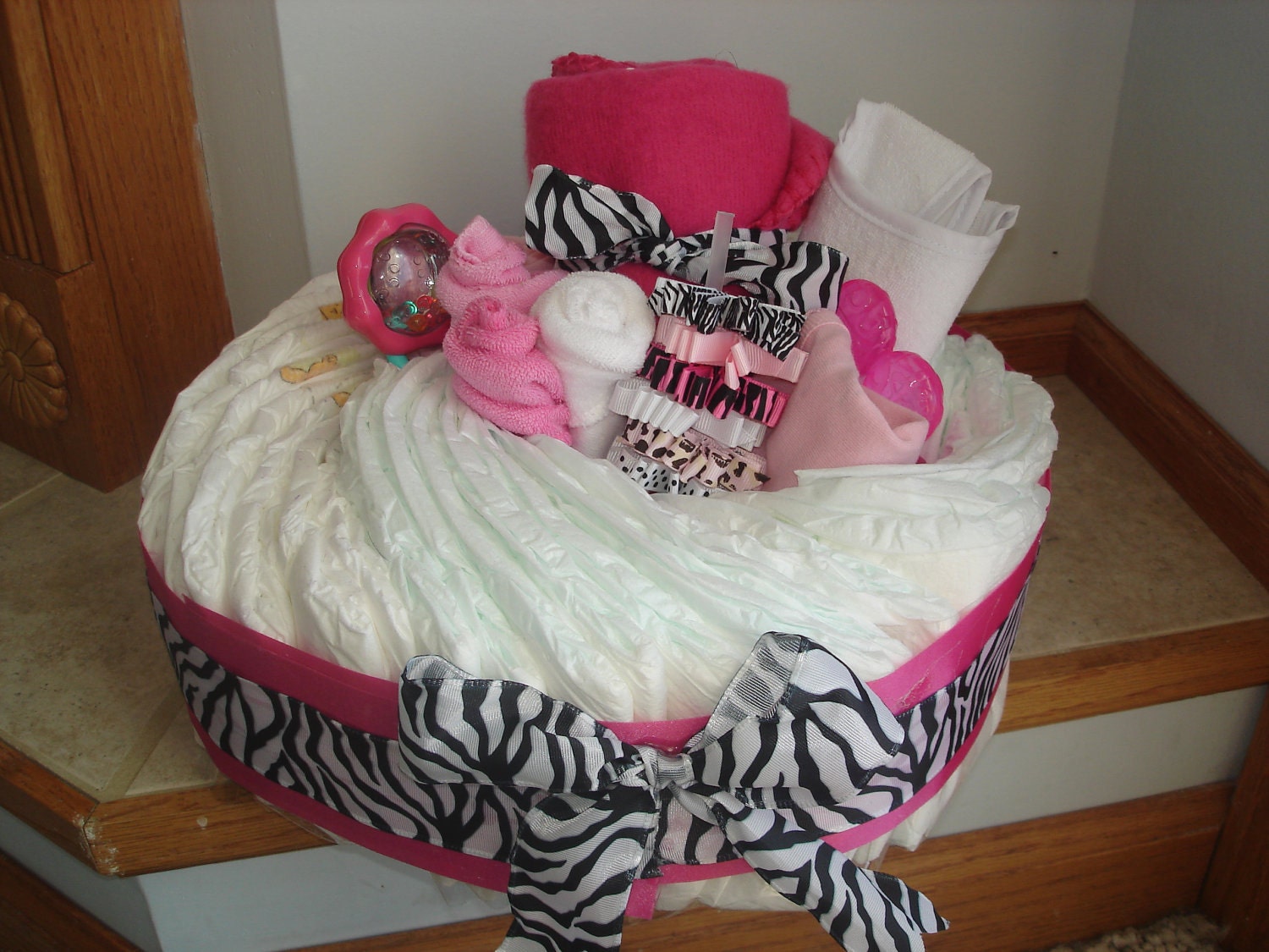 Zebra Print Diaper Basket