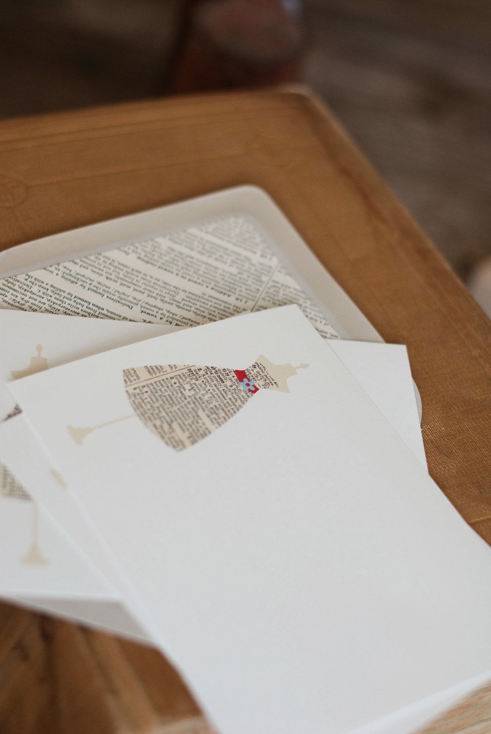 Dress Form Note Cards Vintage Dictionary