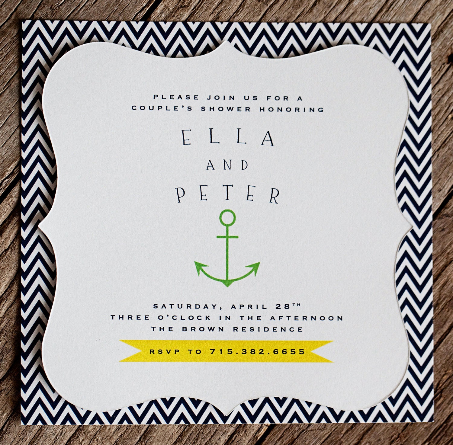 Nautical Die Cut Couple's Shower Invitation