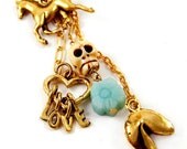 Love, Luck and Horses Charm Necklace gold