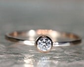 Diamond In 14K Rose Gold Ring - Made To Order
