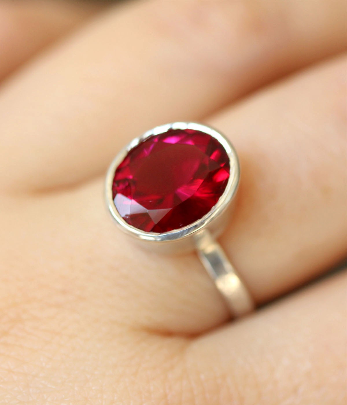 Raspberry Quartz In Sterling Silver Ring - Made To Order (Last One)