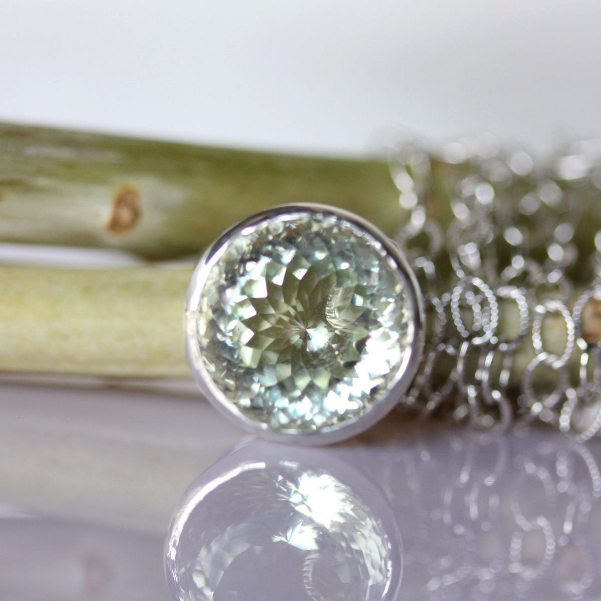 Portuguese Green Amethyst Halo Necklace - Ready To Ship