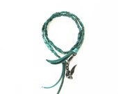 Turquoise Leather and Chain Wrap Bracelet