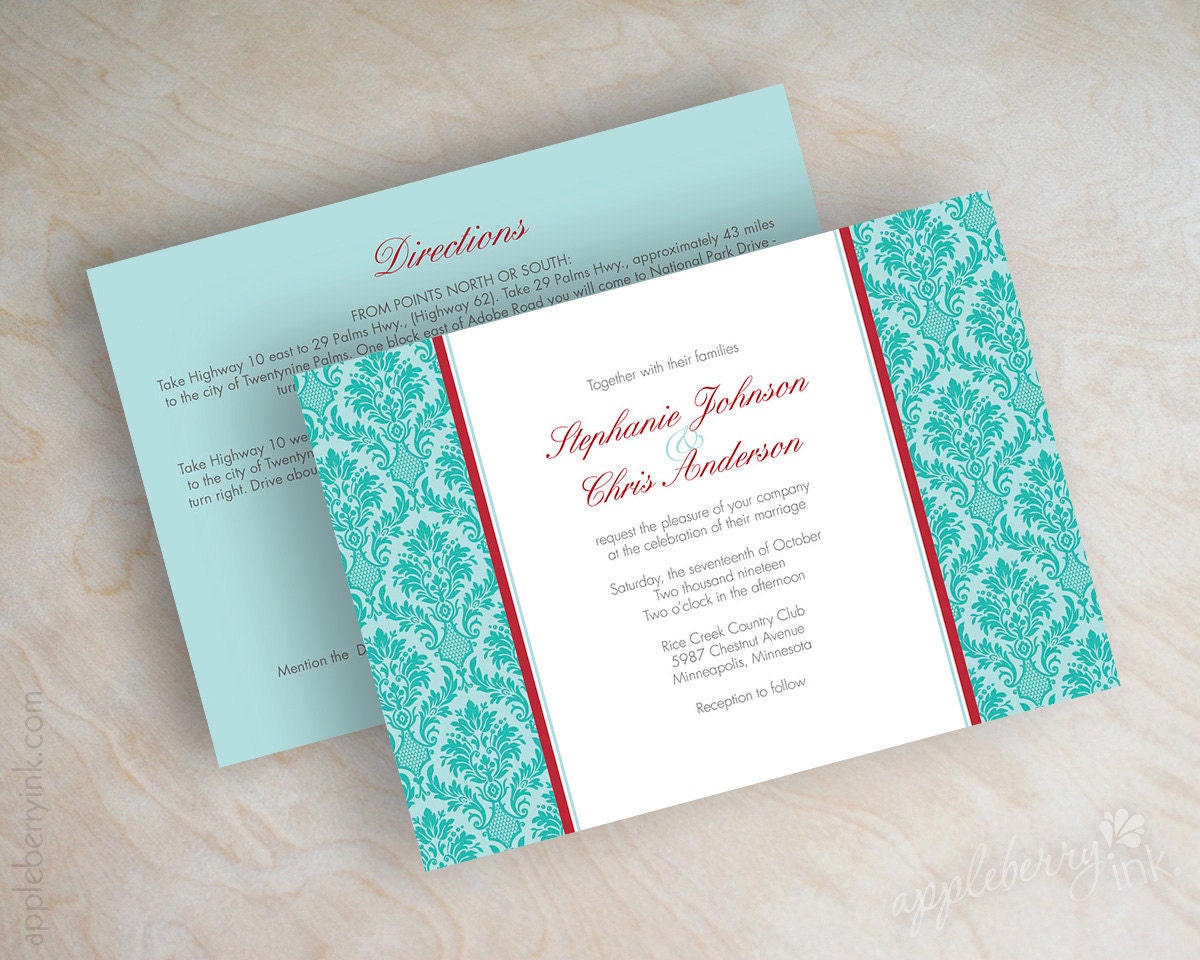 easy wedding invitations on Simple Wedding Invitations  Victorian  Vintage Damask Pattern In