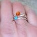 Sunstone Turquoise Ring Silver Stacking Ring Set Hammered Stacking Rings-Tangerine Tango Cockatoo