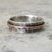 Mens Wedding Ring Hammered Silver Band Oxidized Copper Spinner Rustic Band