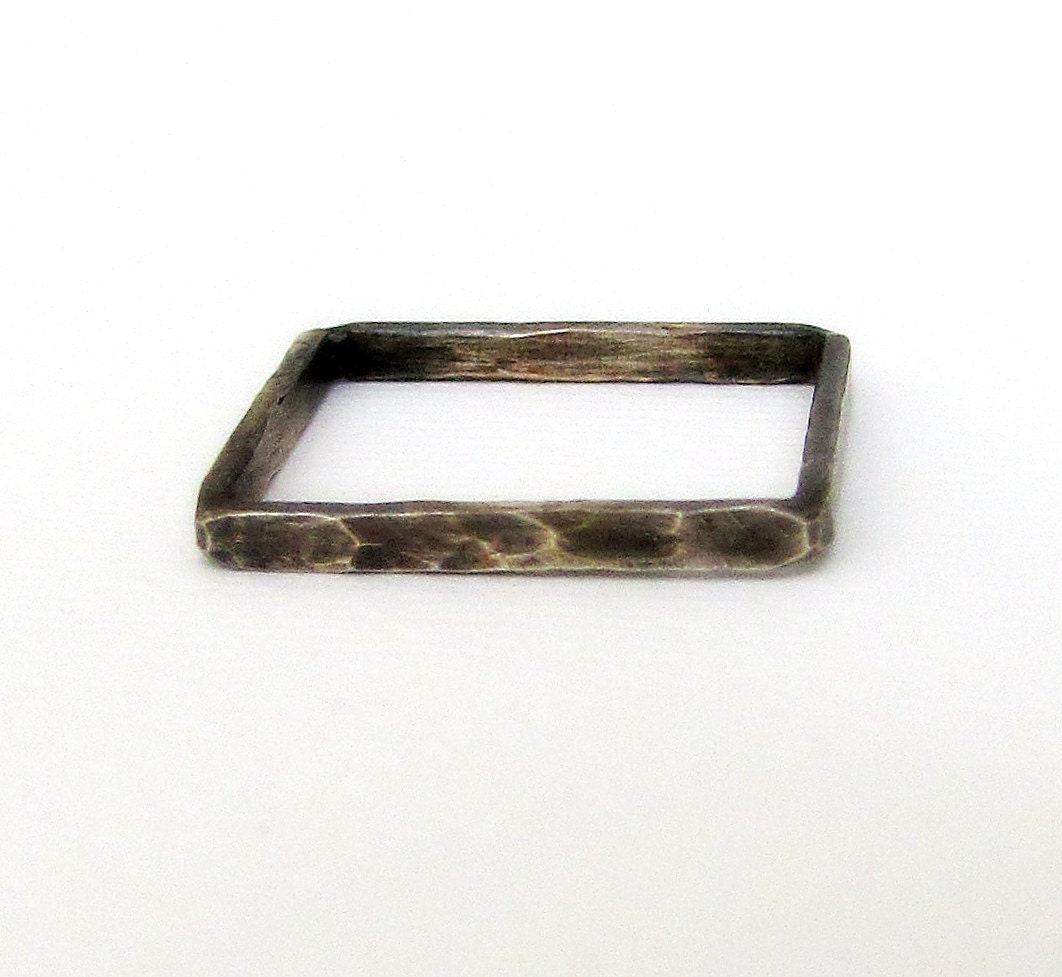 Stacking Ring Square Sliver Ring Hammered Stacking Ring Modern Geometric