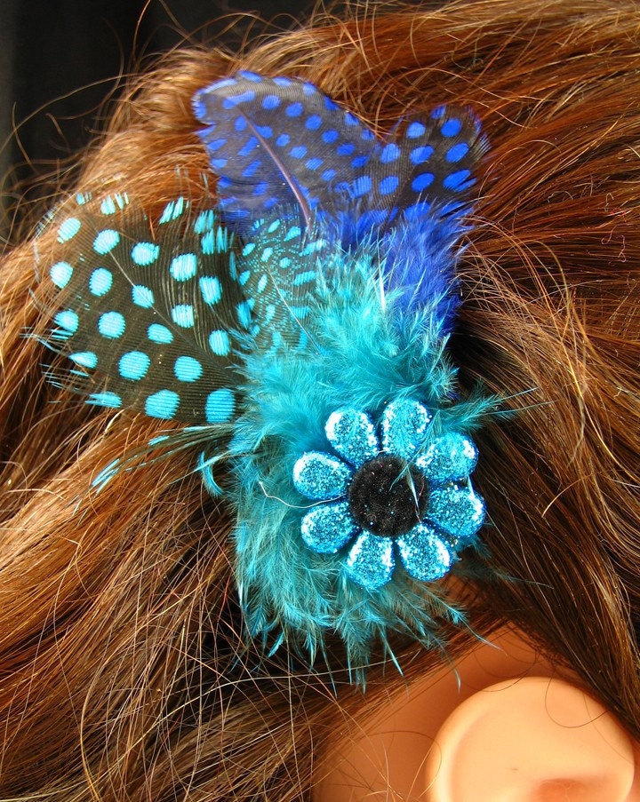 Blue Feather Hair Clip