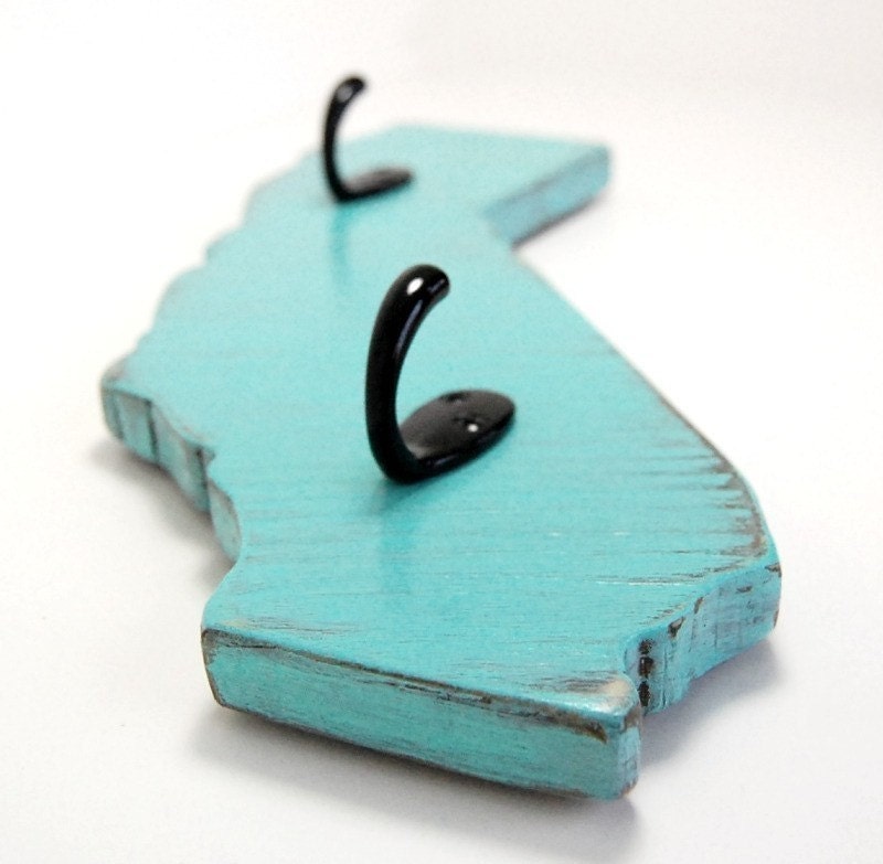 California Key hooks shabby chic cottage style - shown in Light Turquoise - custom