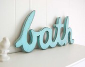 bathroom sign painted / custom color / wooden beach decor cottage decor / Light Turquoise