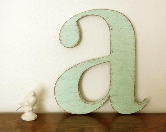 nursery wall letters wood - Letter A - wood signs wall sign cottage decor Seafoam Green - Sweet Mint