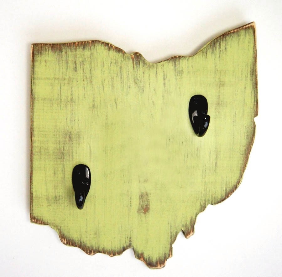 Ohio wall decor key hook home organization SPRING GREEN