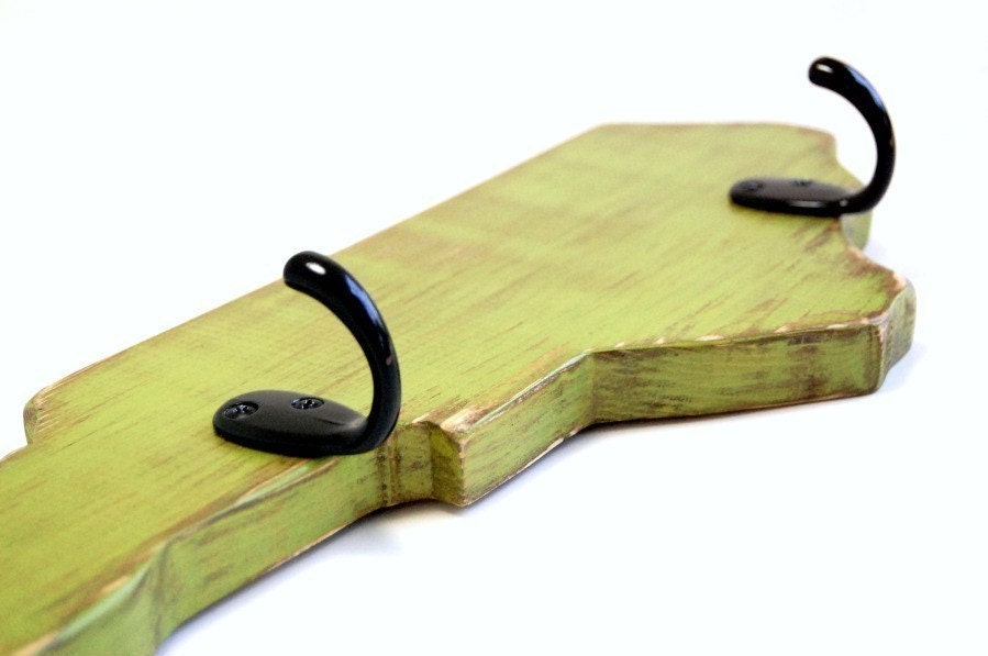 NORTH CAROLINA custom wood organizer key hooks rustic primitive Slate Gray