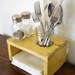kitchen table organizer napkin holder salt pepper mason jar Earth Yellow