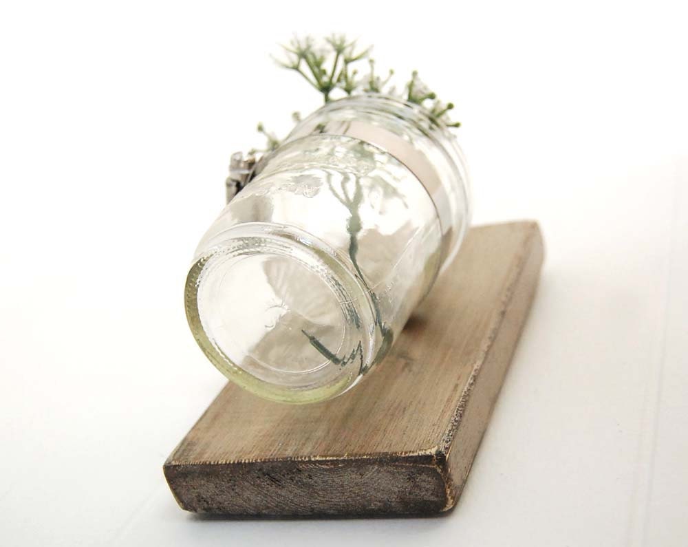 Wall sconce wood vase mason jar Metallic Taupe - single vase