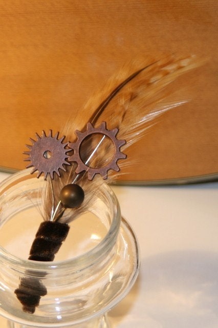 Gear and Sprocket Boutonniere Corsage, Steampunk