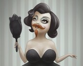 Bearded Lady. 8x10 print. pinup girl burlesque pin up with moustache. circus art print 8x10. pop surrealism by KarolinFelix