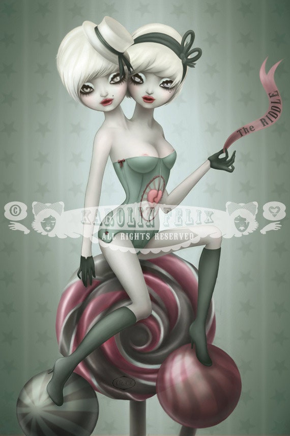 Conjoined Twins. 8x10. victorian freakshow. circus burlesque. cabinet of curiosities. medical oddities. pop surreal art by KarolinFelix