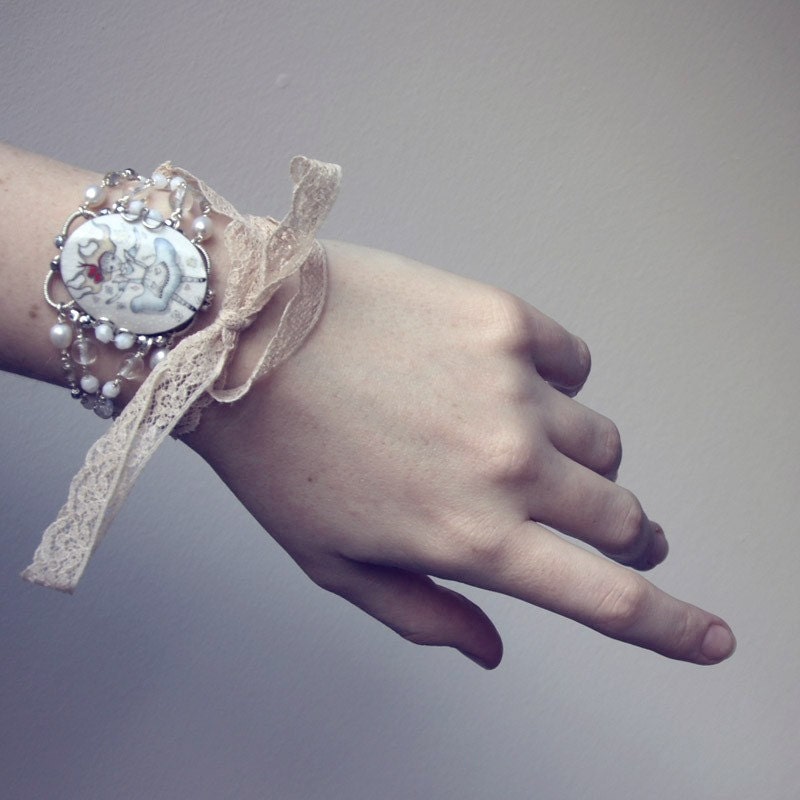 Alice in Wonderland bracelet - wire wrapped jewelry