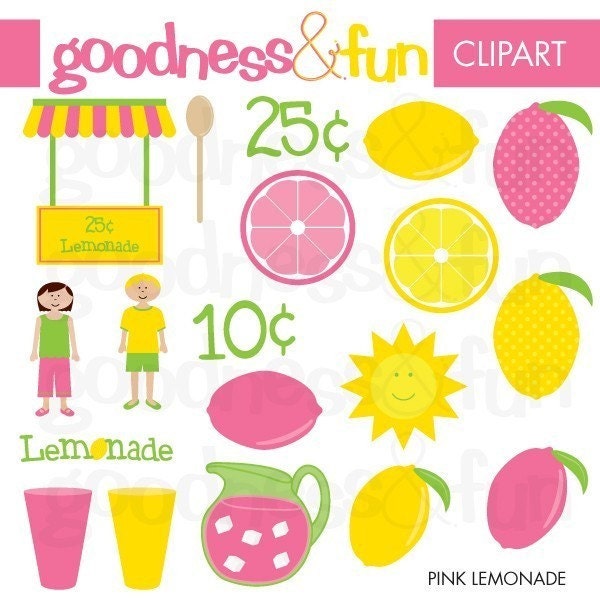 Buy 2 Sets, Get 2 Sets FREE - Digital Clipart - Pink Lemonade