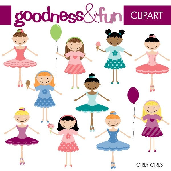 Buy 2 Sets, Get 2 Sets FREE - Digital Clipart - Girly Girls
