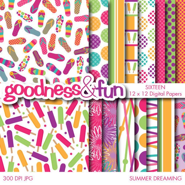 Buy 2 Sets, Get 2 Sets FREE - Digital Paper Pack - Summer Dreaming Papers