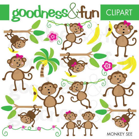 Buy 2 Sets, Get 2 Sets FREE - Digital Clipart  - Monkey See