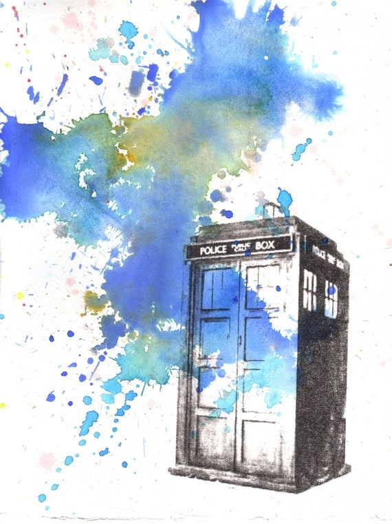 Doctor Who Tardis Watercolor Painting - 5 X 7 in. print Buy Three 5 X 7 prints, and receive one for free