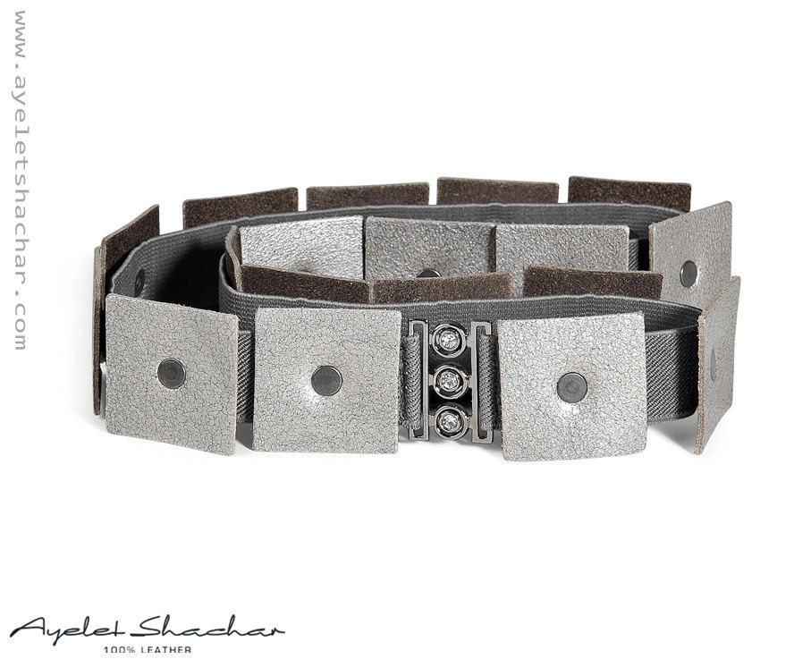 Silver belt - silver Leather  Belt - silver bridal sash - gray belt - Shiny silver belt - light shiny gray belt