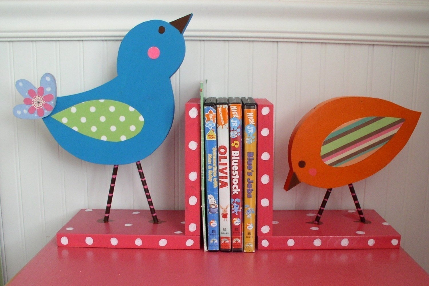 Wooden Bird Bookends