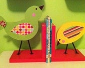 Wooden Bird Bookends