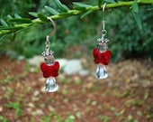Swarovski Crystal Angel Earrings,  Red, Sterling Silver