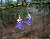 Lucite Lily Earrings, Violet, Vintage Crystal, Sterling Silver