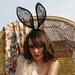 Mad hatter black lace bunny ears headband.