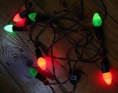 Retro Red and Green Christmas lights, wooden beads, midcentury 1950s 1960s Vintage Christmas Decorations, on Etsy by TheRetroLife