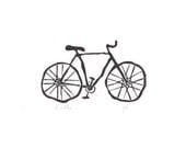 LINOCUT BIKE PRINT - Black linocut bicycle poster 8x10 - thebigharumph