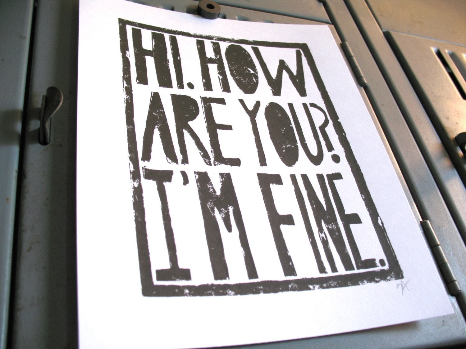 LINOCUT PRINT - How are you - LETTERPRESS (black) 8x10 poster