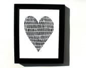 PRINT - minimal black heart 8x10 letterpress