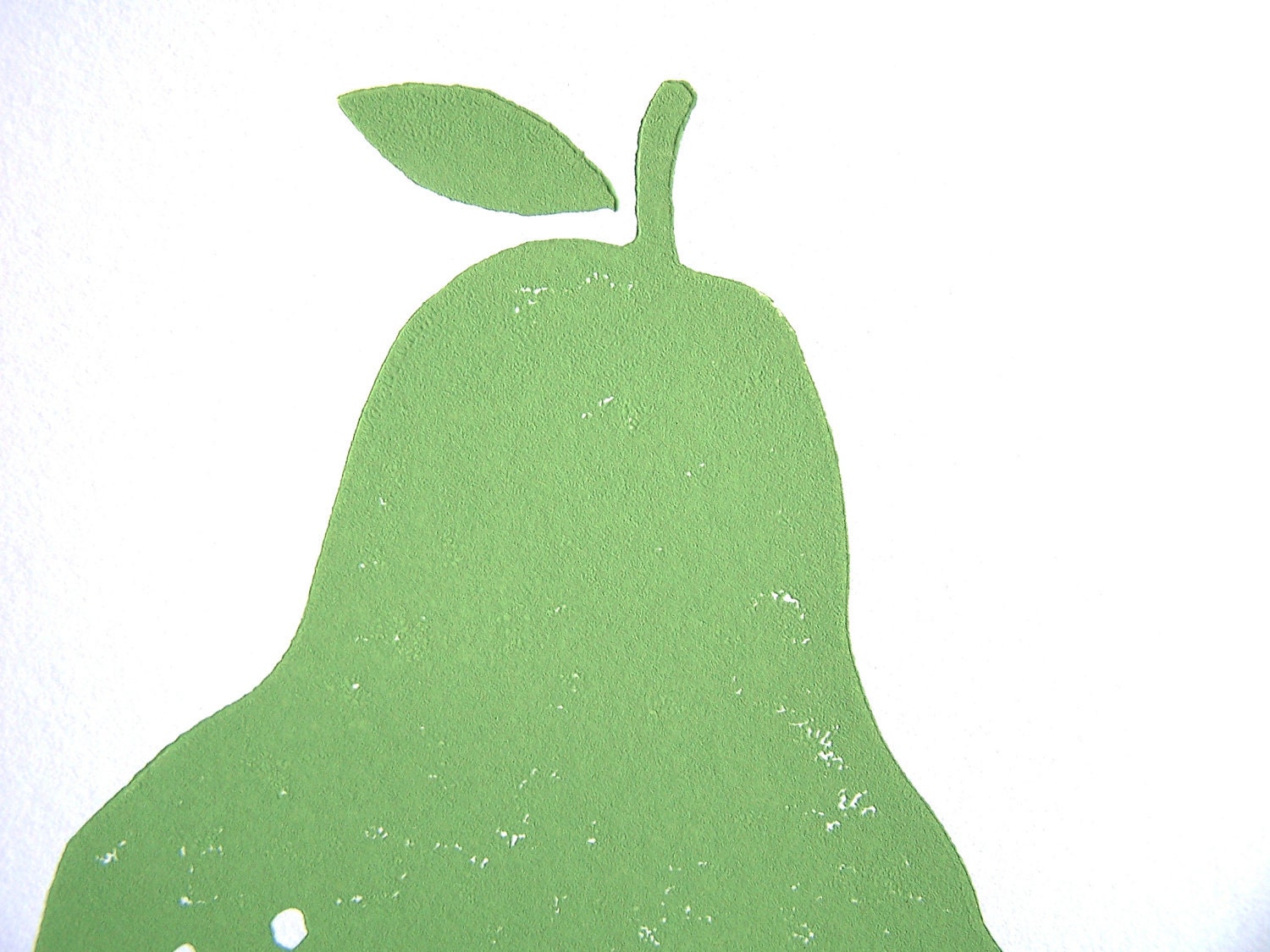 LINOCUT PRINT - Green pear 8x10