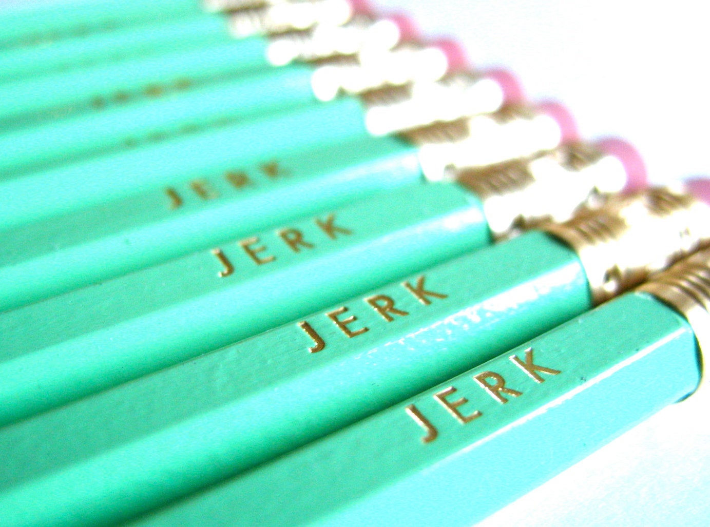 PENCILS (6) JERK - mint green - graphite hex pencils w/ kraft pencil box